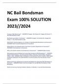NC Bail Bondsman  Exam 100% SOLUTION  2023//2024