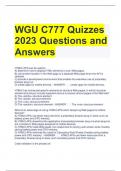 WGU C777 Quizzes 2023 Questions and Answers