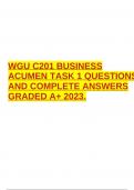 WGU C201 BUSINESS ACUMEN TASK 1 QUESTIONS AND COMPLETE ANSWERS GRADED A+ 2023.