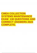 CWEA COLLECTION SYSTEMS MAINTENANCE EXAM 130 QUESTIONS AND CORRECT ANSWERS 2023 COMPLETE.