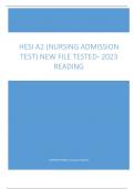 HESI A2 (NURSING ADMISSION  TEST) NEW FILE TESTED- 2023  READING