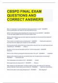 Bundle For CBSPD Exam Questions with Complete Solutions