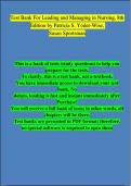 Test Bank For Leading and Managing in Nursing, 8th Edition by Patricia S. Yoder-Wise, Susan Sportsman Chapter 1 - 25 | 100 % Verified