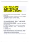 ACC FINAL EXAM QUESTIONS AND CORRECT ANSWERS