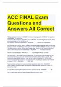 ACC FINAL Exam Questions and Answers All Correct 