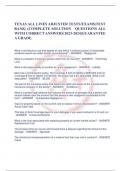 TEXAS ALL LINES ADJUSTER TESTS/EXAMS|TEST  BANK| (COMPLETE SOLUTION   QUESTIONS ALL WITH CORRECT ANSWERS 2023-2024|GUARANTEE A GRADE.   