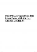 Ohio PTA Jurisprudence 2023 Latest Exam With Correct Answers (Graded A+)