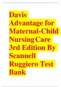 Test Bank for Davis Advantage for Maternal-Child Nursing Care 3rd Edition by Scannell Ruggiero Test Bank