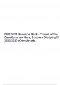 CIDESCO ACTUAL EXAM 2023 QUESTIONS AND ANSWERS (verified) GRADE A+ & CIDESCO Question Bank - **most of the Questions are Here, Success Studying!!! 2022/2023 (Completed).