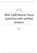 BIOL 1200 Neural Tissue questions with verified answers