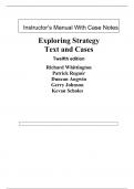Exploring Strategy Text and Cases 12th Edition By Gerry Johnson, Richard Whittington (Instuctor Manual with Case Notes)