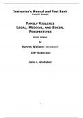 Family Violence Legal, Medical and Social Perspectives 9th Edition By  Harvey Wallace, Cliff Roberson, Julie  Globokar (Instructor manual with Test Bank)