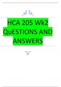 HCA 205 Wk2 QuESTIONS AND ANSWERS