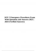 KSV 3 Emergency Procedures Exam With Questions and Answers 2023 | 2024 (Verified Answers)