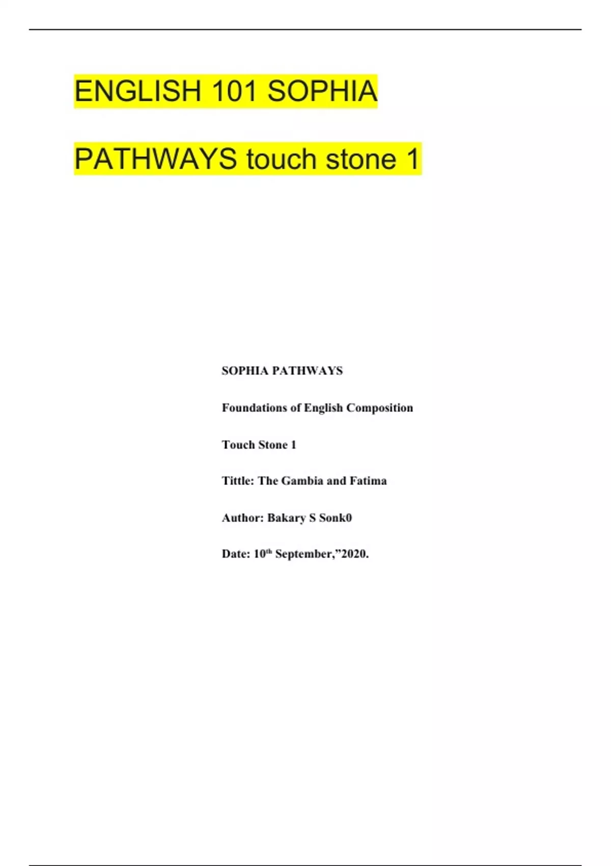 SOPHIA PATHWAYS Foundations of English Composition - SOPHIA
