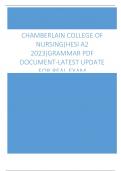 CHAMBERLAIN COLLEGE OF  NURSING(HESI A2  2023)GRAMMAR PDF  DOCUMENT-LATEST UPDATE  FOR REAL EXAM