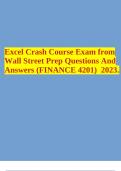 Excel Crash Course Exam from Wall Street Prep Questions And Answers (FINANCE 4201) 2023.