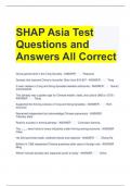 SHAP Asia Test Questions and Answers All Correct 