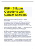 FNP – 5 Exam Questions with Correct Answers 