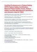 Certified Professional in Patient Safety, CPPS Patient Safety Certification, National Patient Safety Goals, Patient Safety and Risk Management Questions and answers rated A+ 2023