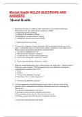 Mental Health NCLEX QUESTIONS AND ANSWERS.