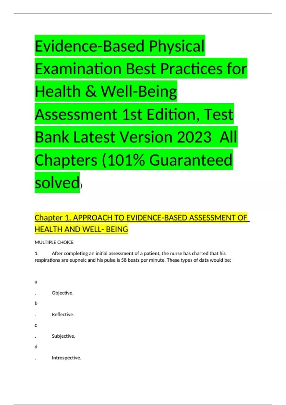 Evidence-Based Physical Examination Best Practices For Health & Well ...