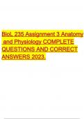 BioL 235 Assignment 3 Anatomy  and Physiology COMPLETE QUESTIONS AND CORRECT ANSWERS 2023.