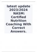  (latest update 2023-2024) NASM Certified Nutrition Coaching With Correct Answers