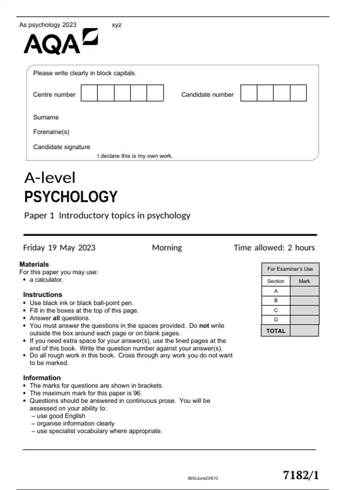 aqa-a-level-psychology-paper-1-may-2023-official-question-paper