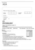 AQA AS PSYCHOLOGY Paper 1 MAY 2023 QUESTION PAPER > Introductory topics in psychology