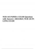 NUR 145 PAPER 1 EXAM Questions with Answers, NUR 145 P1 LONG EXAM 2023