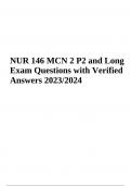 NUR 146 MCN 2 P2 Final Exam Questions with Verified Answers 2023/2024