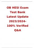OB HESI Exam Test Bank Latest Update 2023/2024- 100% Verified Q&A