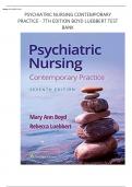 PSYCHIATRIC NURSING CONTEMPORARY PRACTICE - 7TH EDITION BOYD LUEBBERT TEST BANK - QUESTIONS & ANSWERS BEST UPDATE