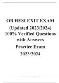 OB HESI EXIT EXAM  (Updated 2023/2024) 100% Verified Questions with Answers Practice Exam  2023/2024