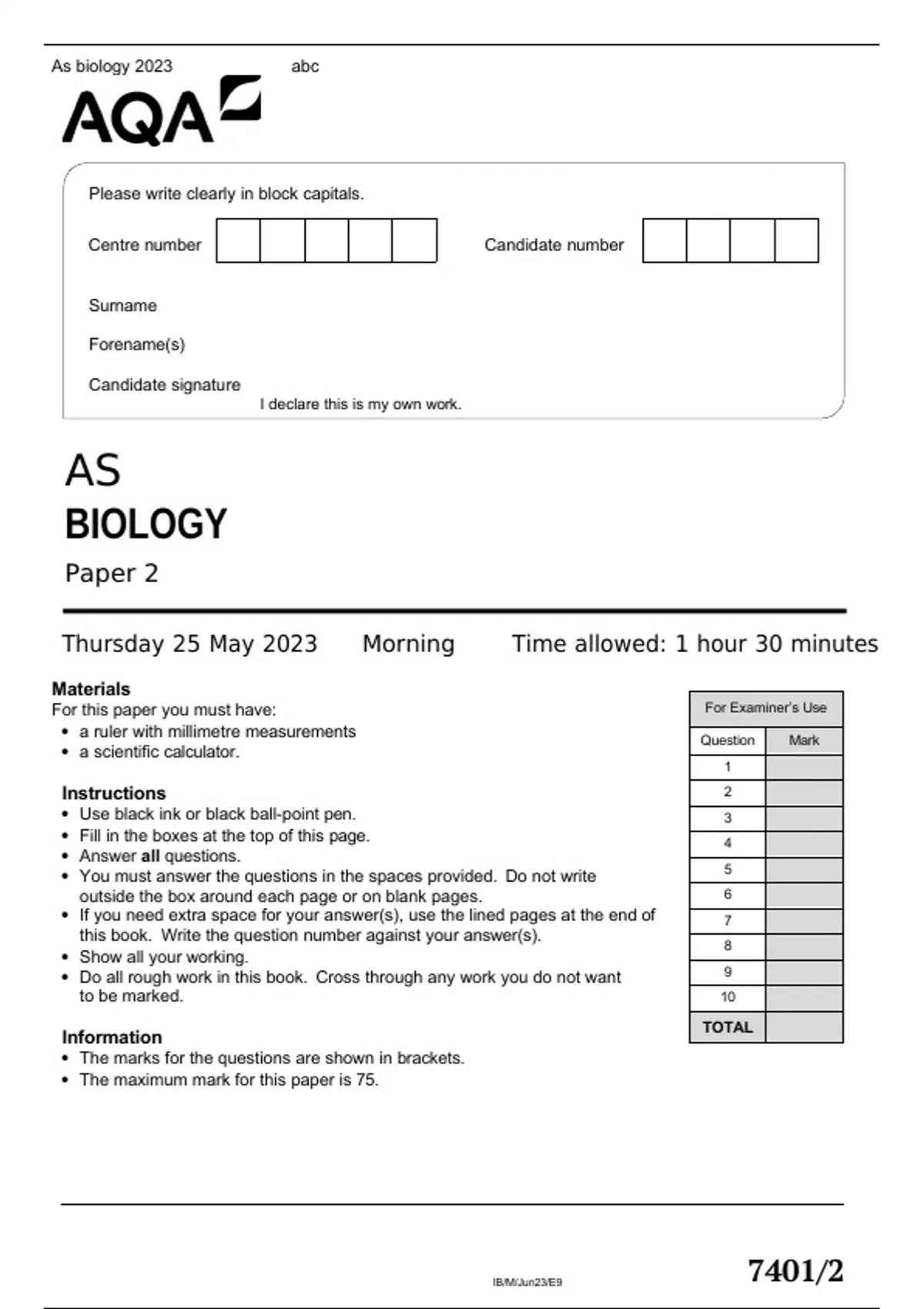 aqa-as-biology-paper-2-may-2023-official-question-paper-as-biology