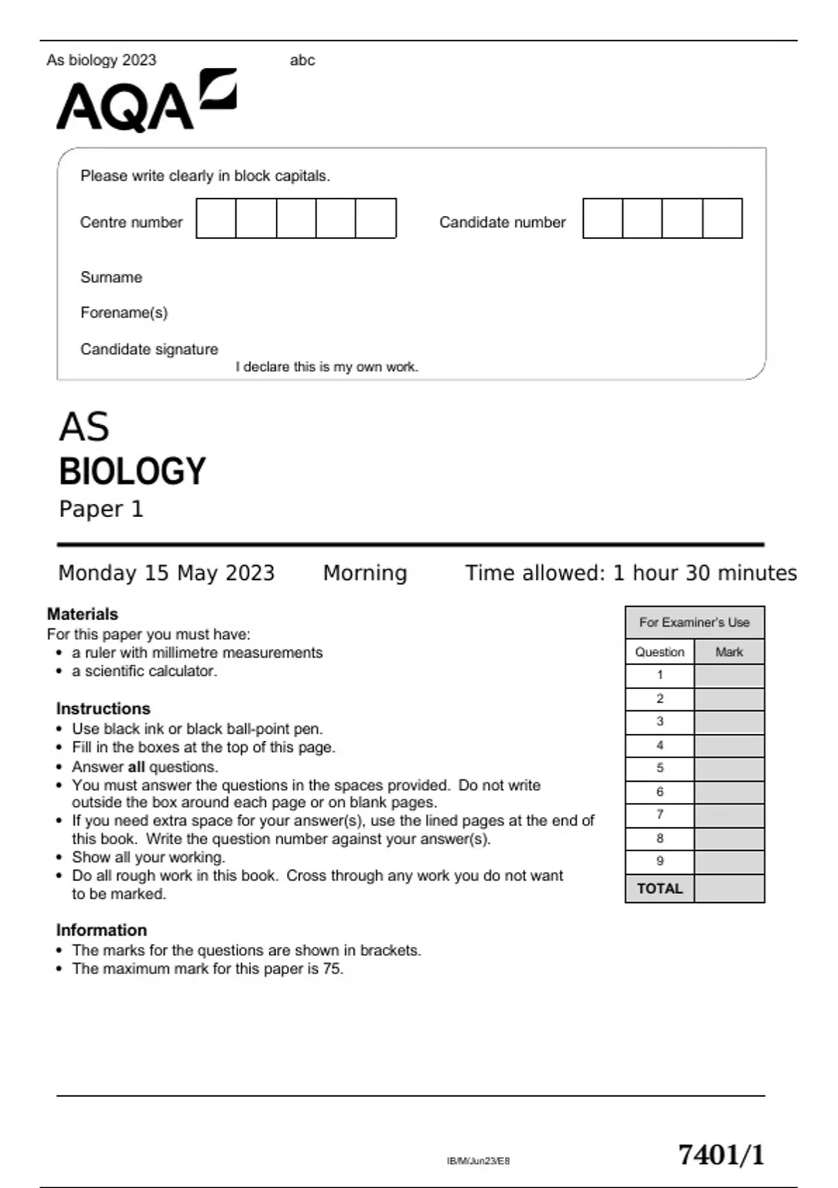 aqa-as-biology-paper-1-may-2023-official-question-paper-as-biology