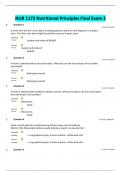 NUR 1172 Nutritional Principles Final Exam 3 