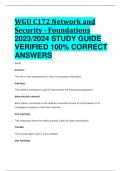 WGU C172 Network and Security - Foundations 2023/2024 STUDY GUIDE  VERIFIED 100% CORRECT  ANSWERS