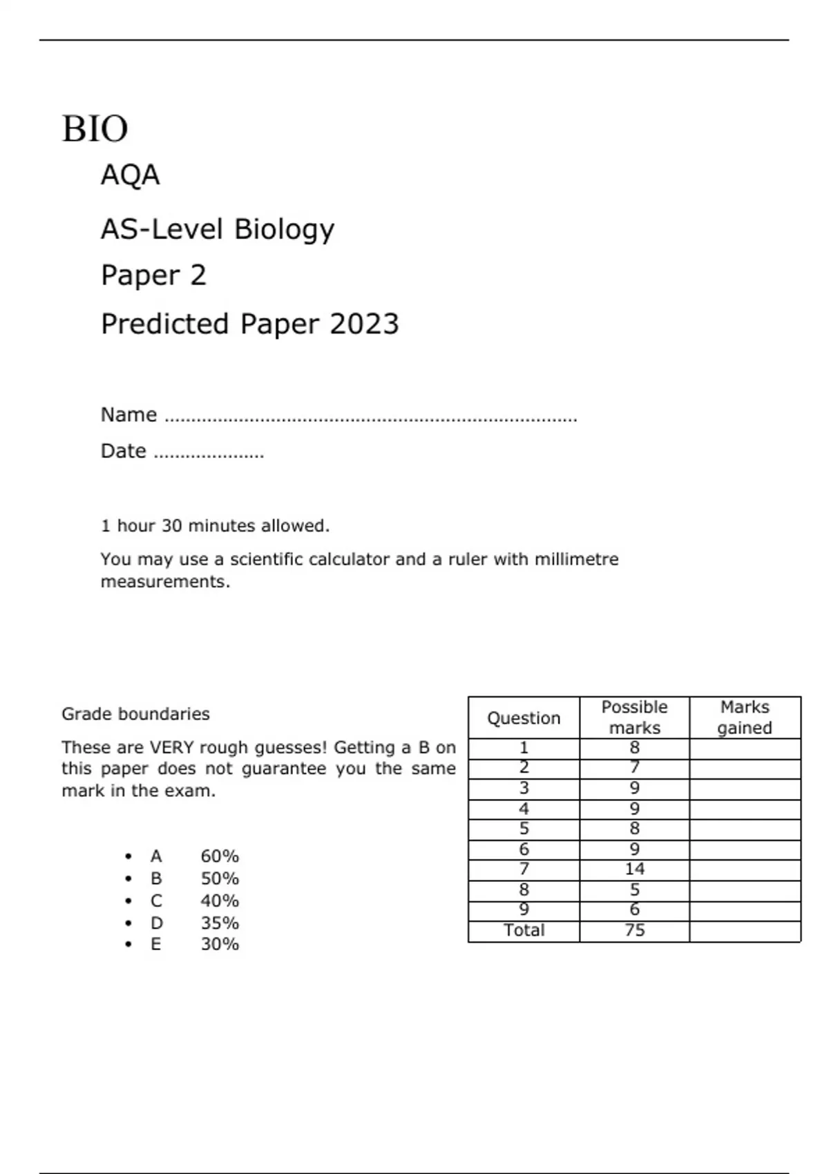 AQA AS-Level Biology Paper 2 FINAL QUESTION PAPER AND MARK SCHEME ...