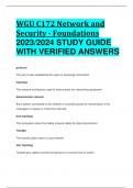 WGU C172 Network and Security - Foundations 2023/2024 STUDY GUIDE  WITH VERIFIED ANSWERS