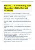 NHA PCT Phlebotomy Test Questions With Correct Answers