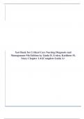 Test Bank for Critical Care Nursing Diagnosis and Management 9th Edition by Linda D. Urden, Kathleen M. Stacy Chapter 1-41|Complete Guide A+