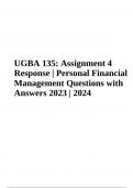 UGBA 135: Assignment 4 Response | Personal Financial Management Questions with Answers 2023 | 2024