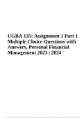 UGBA 135: Assignment 1 Part 1 Questions with Answers Personal Financial Management 2023.