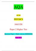 June 2022 AQA GCSE PHYSICS 8463/2H Paper 2 Higher Tier Question Paper + Mark scheme [MERGED] 