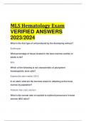 MLS Hematology Exam VERIFIED ANSWERS 2023/2024 