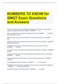 NUMBERS TO KNOW for SMQT Exam Questions and Answers 