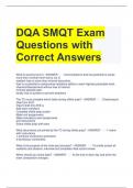 DQA SMQT Exam Questions with Correct Answers 