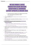 NR 603 WEEK 4 APEA PREDICTOR EXAM LATEST 2023-2024 PRE-PREDICTOR EXAM 150 QUESTIONS AND CORRECT ANSWERS|AGRADE